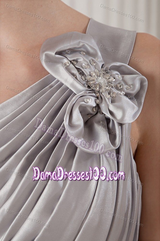 Design Ruched Silver One Shoulder Short Dama Quinceanera Dress