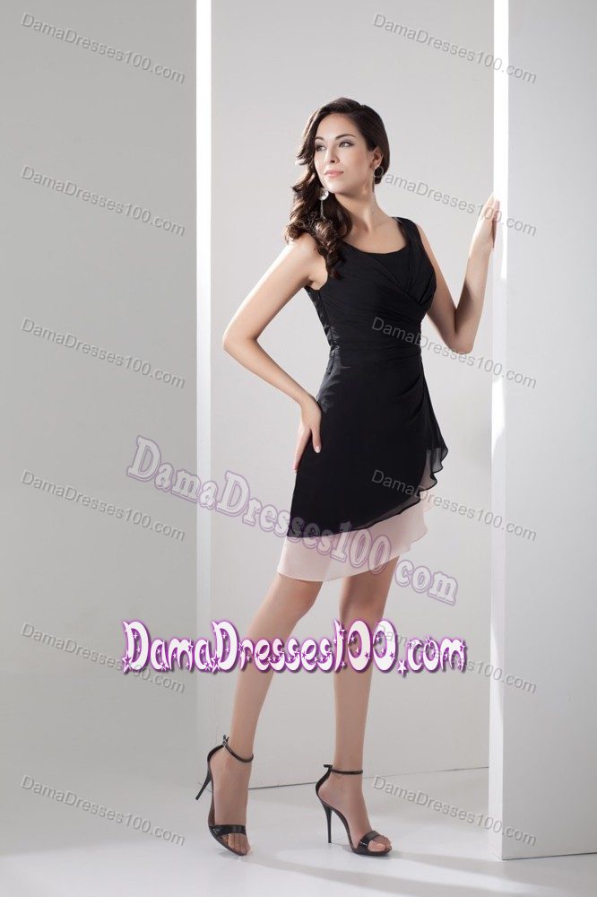 Scoop Neck Mini Length Dama Dresses For Quinceaneras in Black