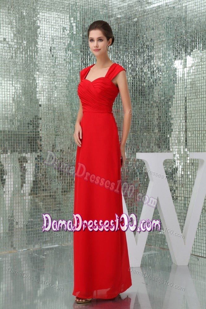 Ankle-length Ruched Red Dresses For Damas with Cutouts on Back