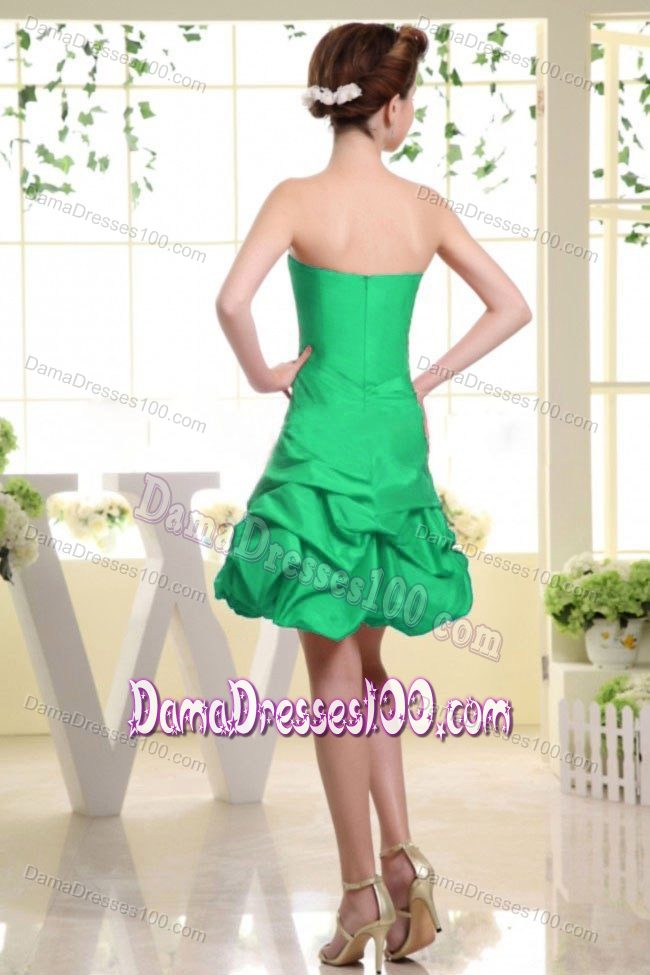Strapless Spring Green Dresses For Damas with Hand Made Flower