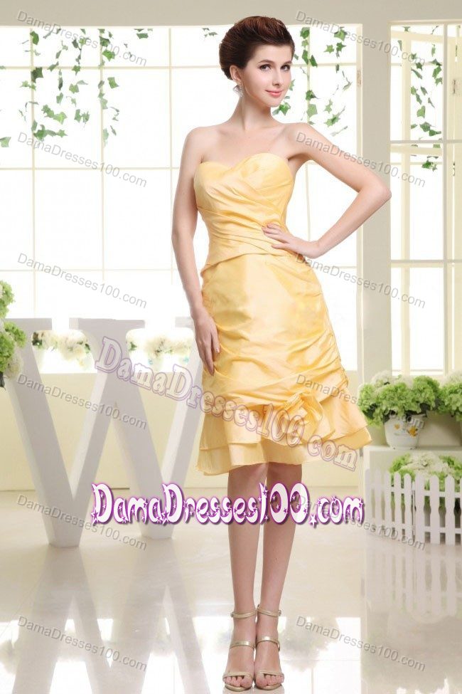 Yellow Custom Made Dama Dresses For Quinceanera in Sweetheart