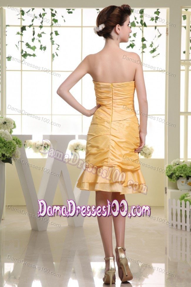 Yellow Custom Made Dama Dresses For Quinceanera in Sweetheart