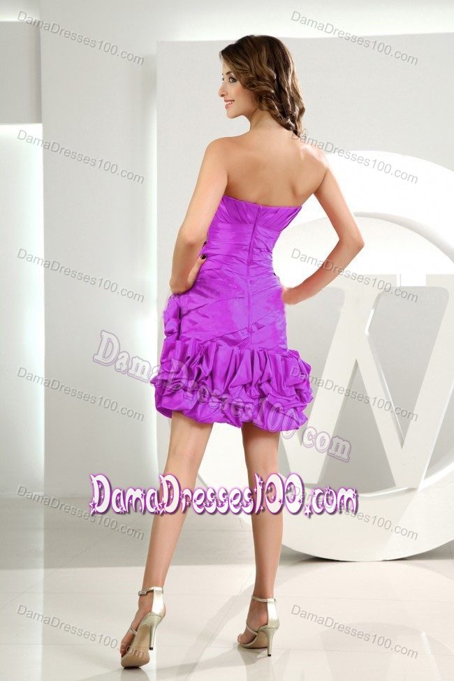 Sweetheart Ruched Lavender Dama Dress with Pick-ups and Ruffles