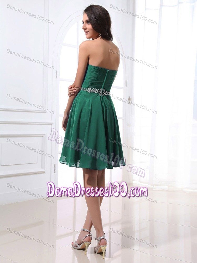 Sweetheart Strapless Beaded Dama Dress For Quinceaneras in Green