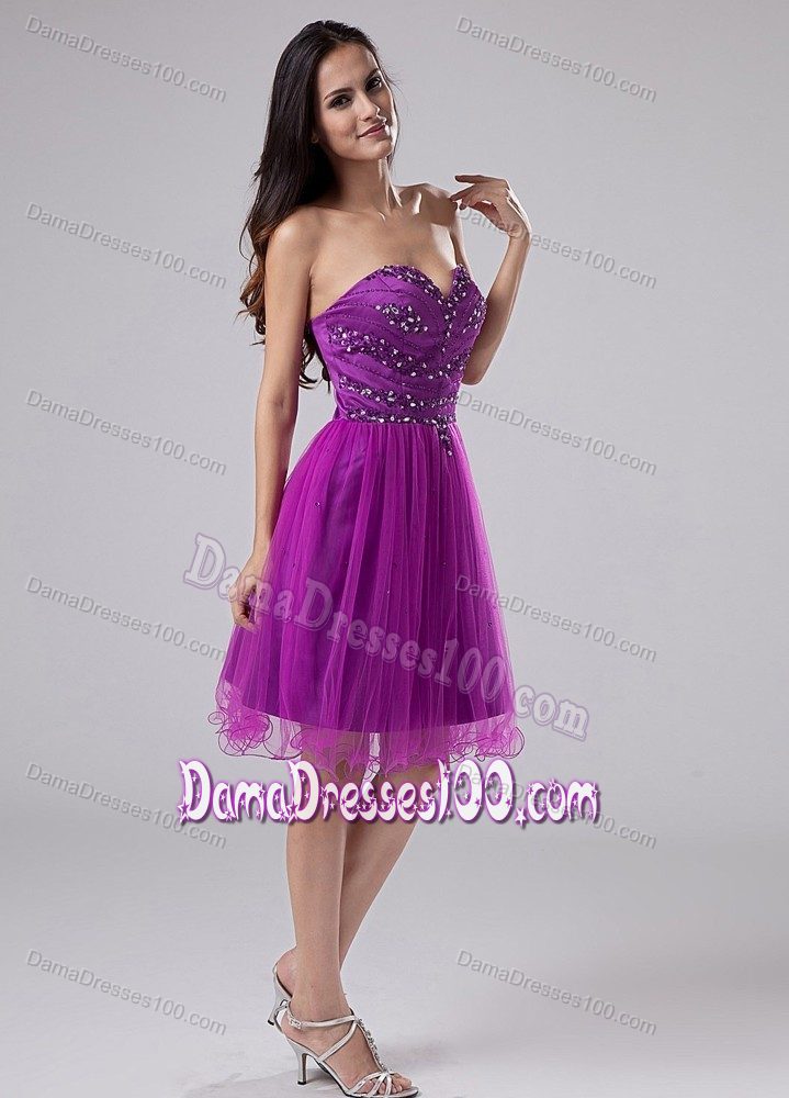 Fuchsia Sweetheart Organza 15 Dresses For Damas with Beading