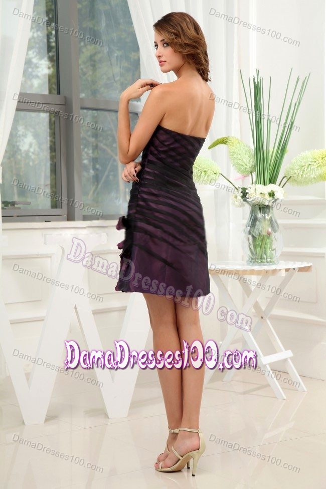Purple Dresses For Damas with Hand Made Flowers Mini-length
