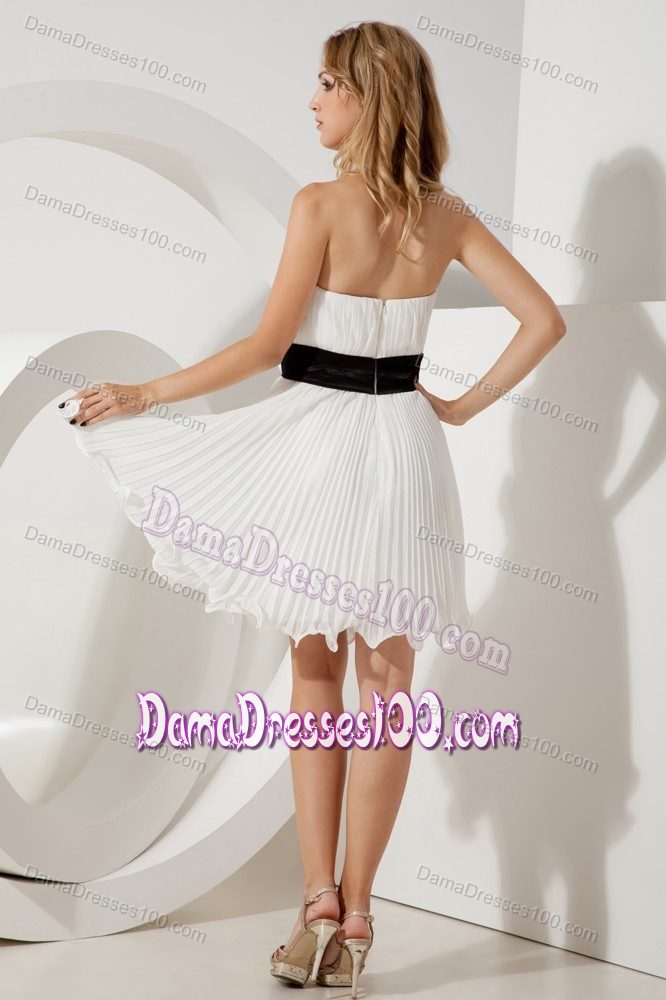 White Strapless Mini-length Cocktail Dresses For Dama in Organza