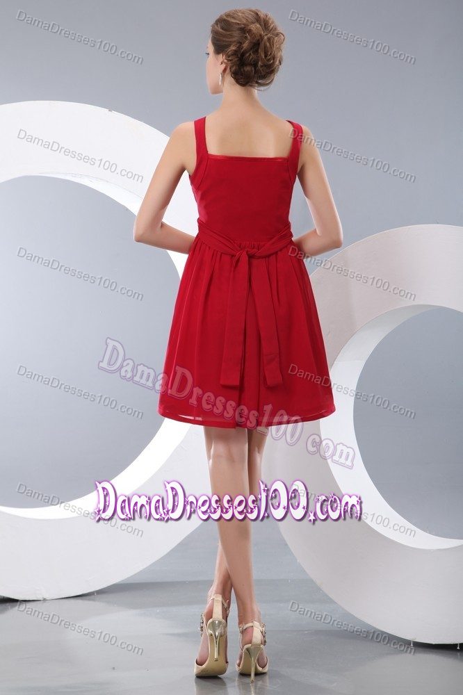 Mini-length Chiffon Red Quinceanera Damas Dresses with Sequins