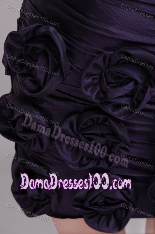 Strapless Short Taffeta Dama Dress For Quinceaneras in Purple