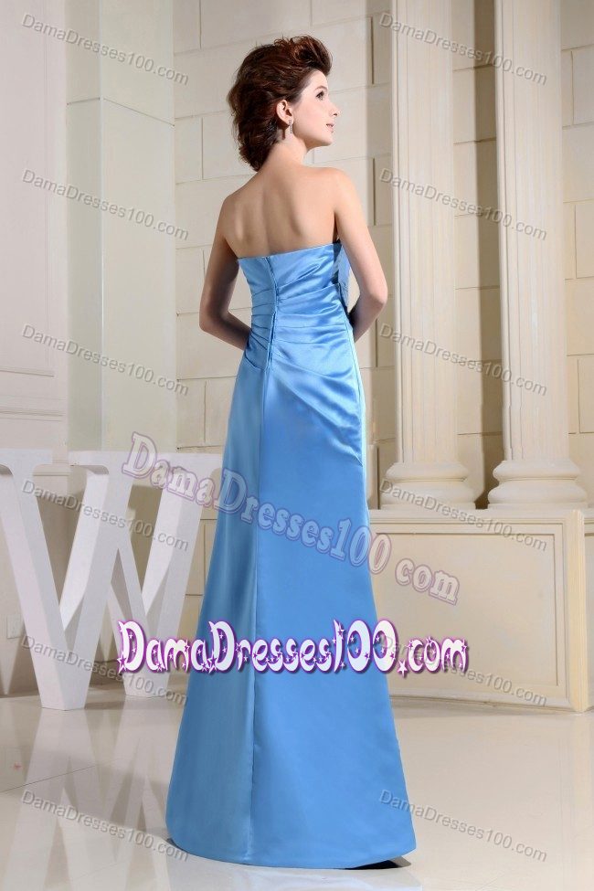 Elegant Sweetheart Long Ruched Blue Quinceanera Damas Dresses