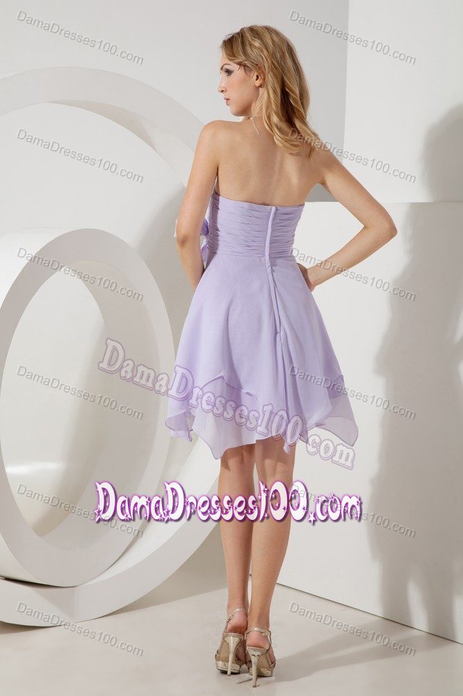 Elegant Sweetheart Asymmetrical Ruched Lilac Dresses For Damas