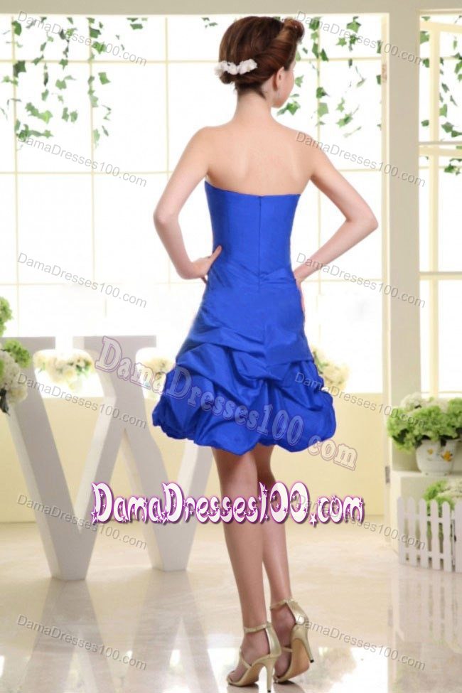 Strapless Short Royal Blue Quinceanera Dama Dresses with Flowers