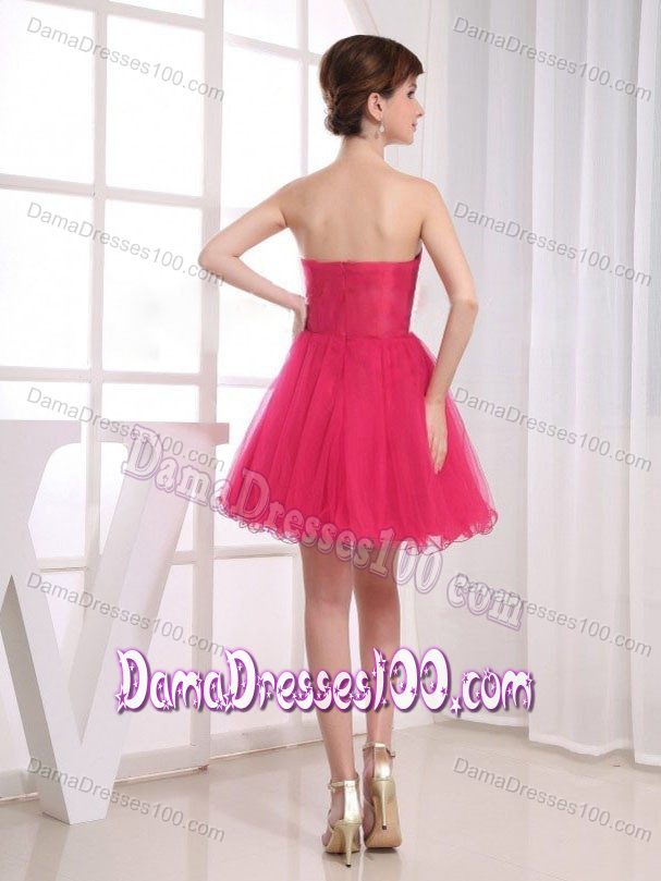 Sweetheart Mini-length Beaded Red Dama Dresses For Quinceanera