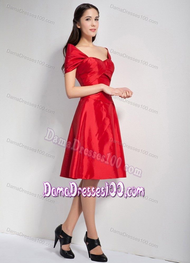 Sweetheart A-line Knee-length Red Bridesmaid Dress for Dama