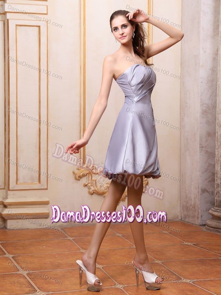 Strapless Mini-length A-line Dama Dress for Cocktail in Grey