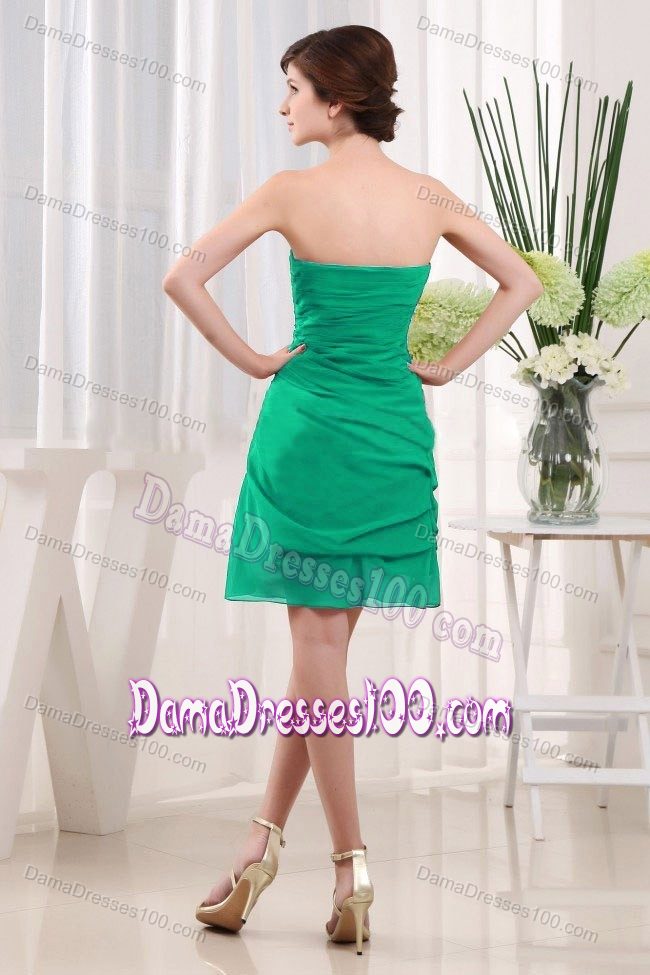 Strapless Green Dama Dress with Ruches and Hand Made Flowers