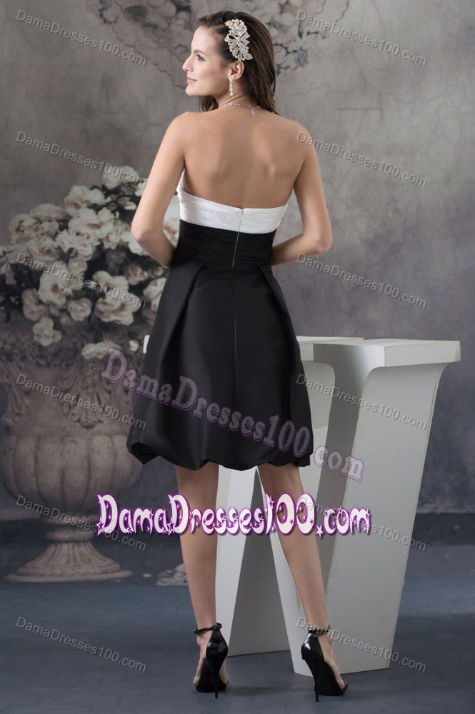 Strapless White and Black Ruched Column 2013 Party Dama Dress
