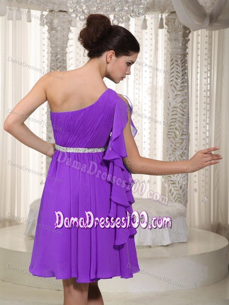 Dama Dress Empire Beading and Ruching Dama Dress in Purple