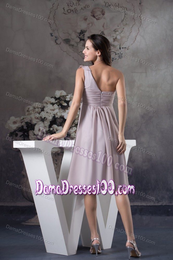 Ruching and Layers One Shoulder Ankle-length Grey Dama Dress
