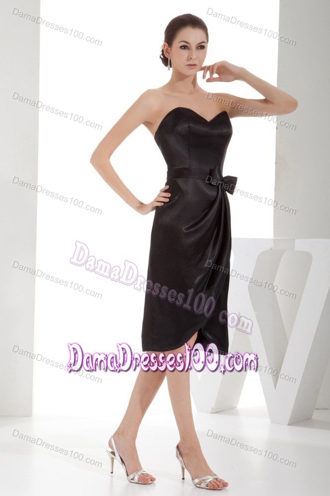 Sweetheart Column Black Quinceanera Damas Dress with Bowknot