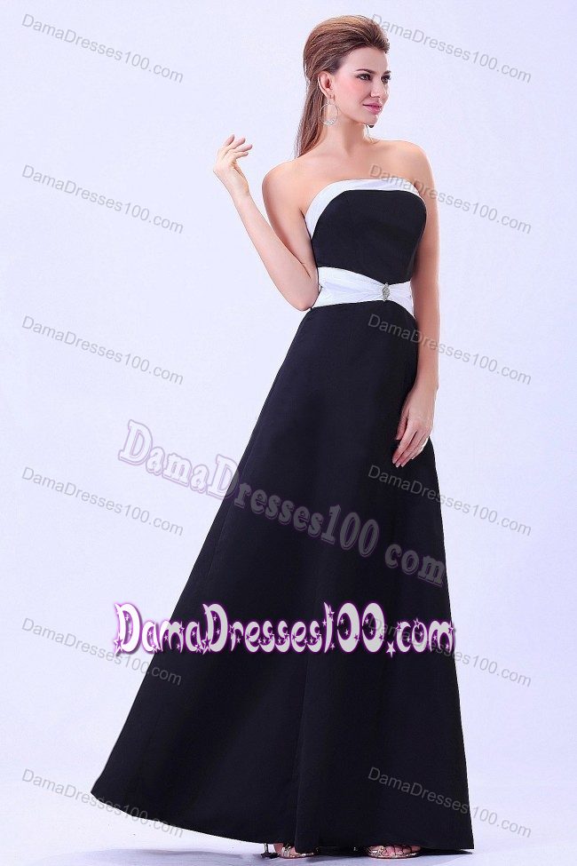2013 Black and White Strapless A-line Quinceanera Damas Dress