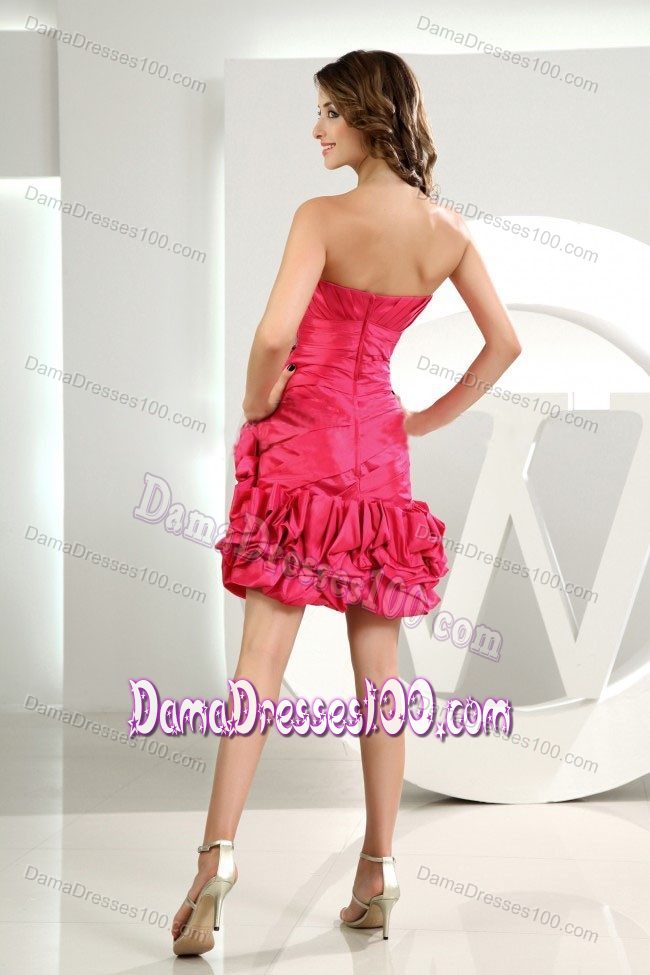 Sweetheart Ruching and Pick-ups Red Quinceanera Dama Dress