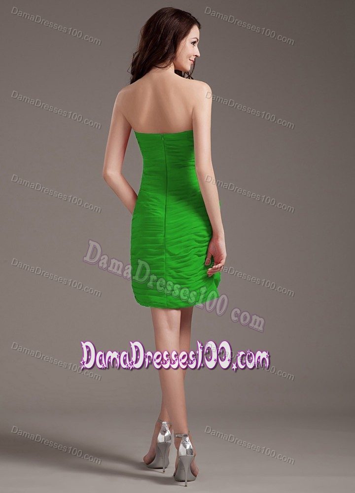 Mini-length Beaded Chiffon Green 2013 Prom Dress for Damas