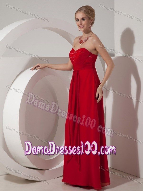 Sweetheart Wine Red Chiffon Dresses for Dama with Beadings