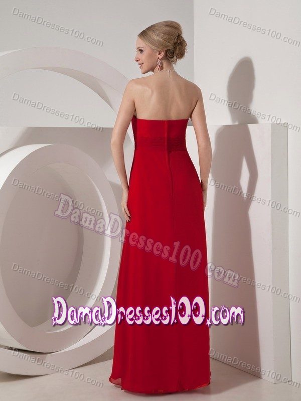 Sweetheart Wine Red Chiffon Dresses for Dama with Beadings