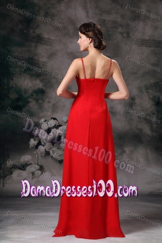 Chiffon Red Straps Empire Formal Dresses for Dama on Sale