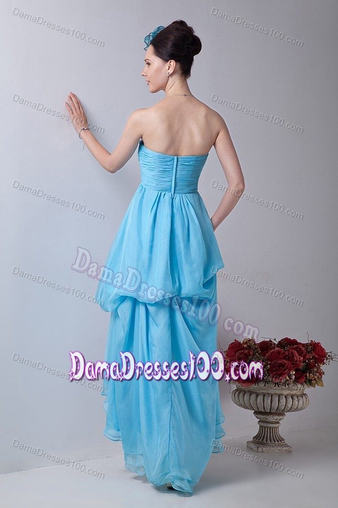 Baby Blue High-low Chiffon Sweetheart Party Damas Dresses