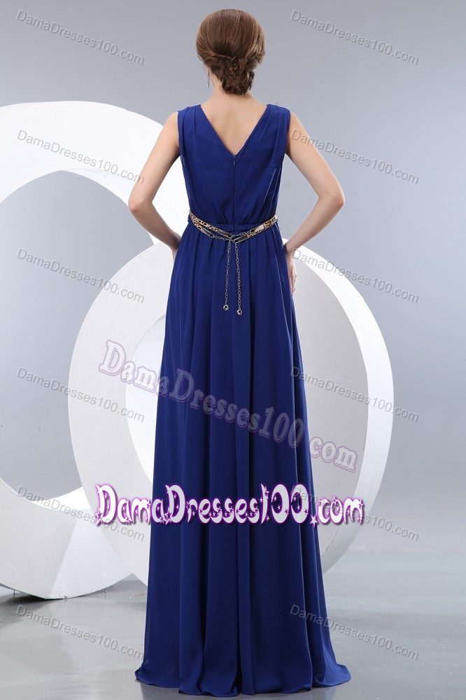 Empire Royal Blue V-neck Brush Train 15 Dresses for Damas