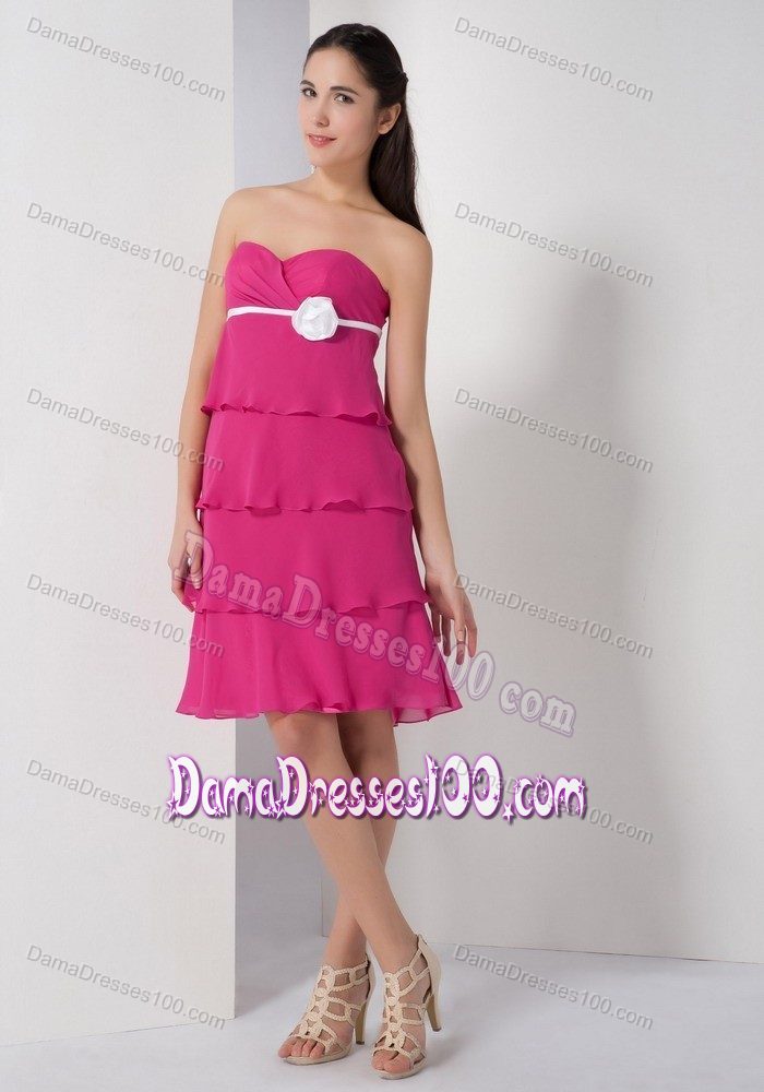 Sweetheart Hot Pink Empire Dresses for Damas with Ruffles