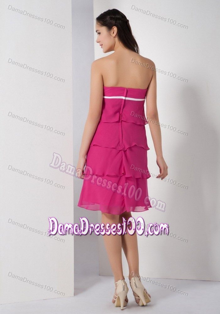 Sweetheart Hot Pink Empire Dresses for Damas with Ruffles