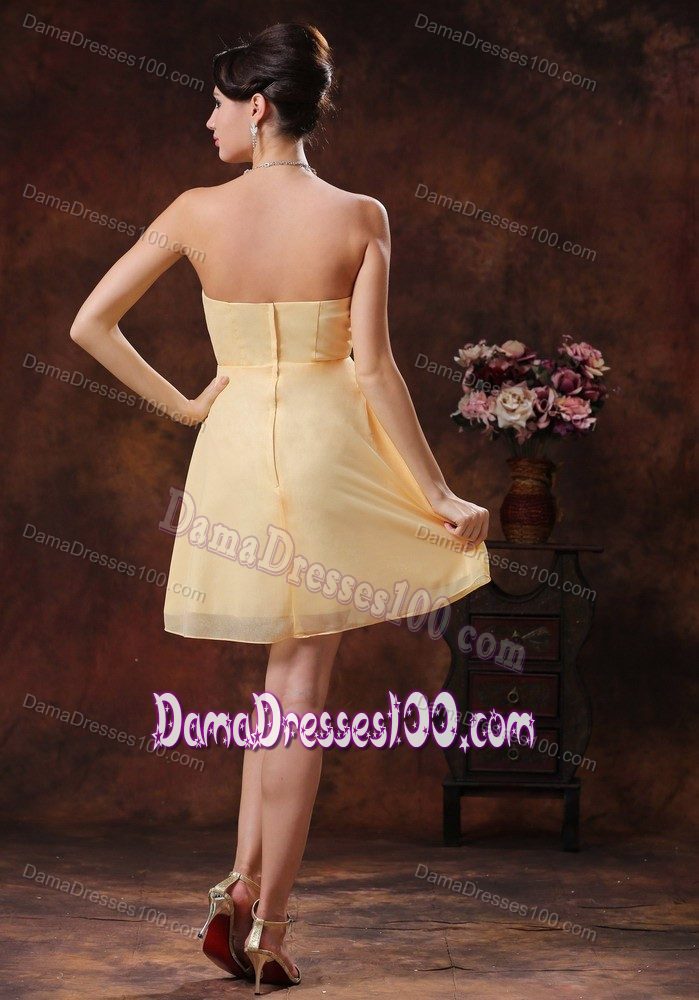 Beaded Mini-length Ruched 15 Dresses for Damas in Yellow