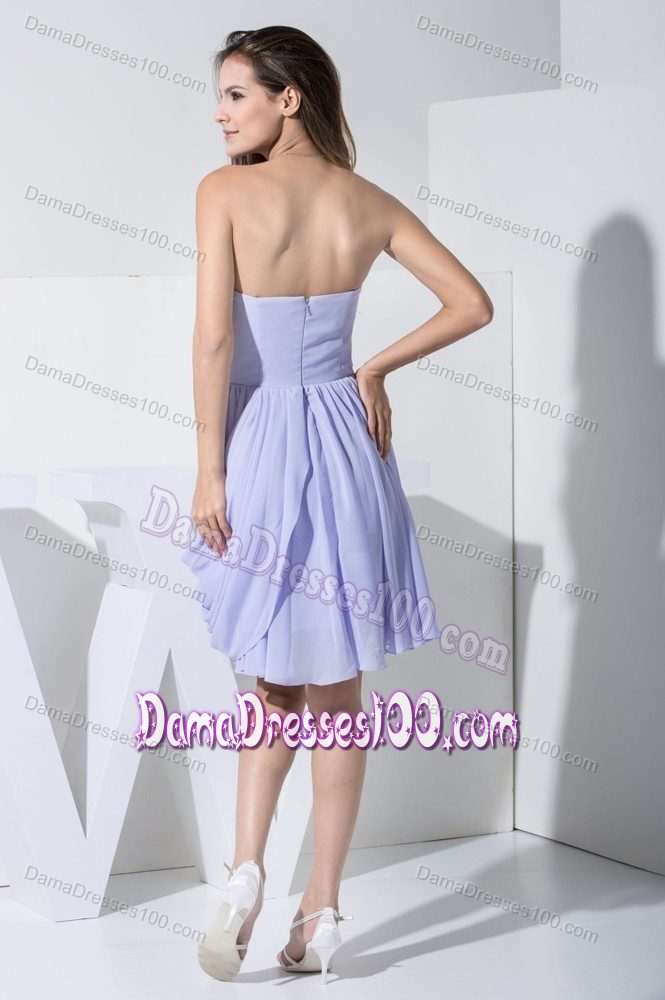 Chiffon Ruched Lilac Sweetheart Dama Dresses with Pick-ups