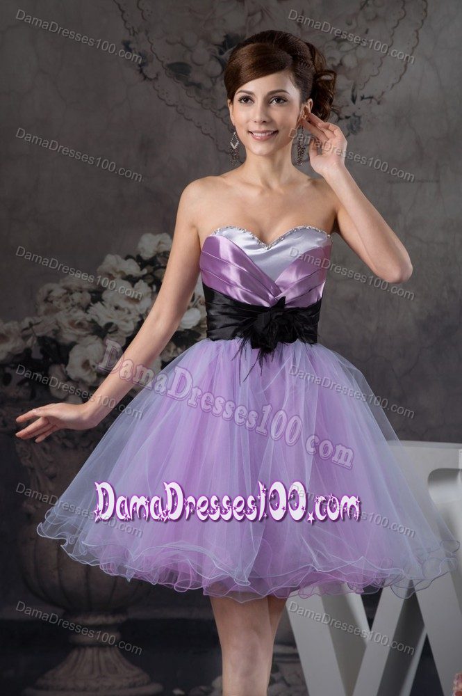 Organza Lavender Sashes Mini-length Dama Quinceanera Dress