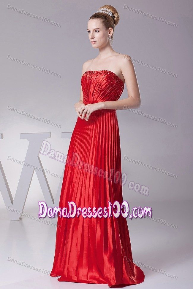 Pleat Over Skirt Beaded Red Dama Dresses for Quinceanera