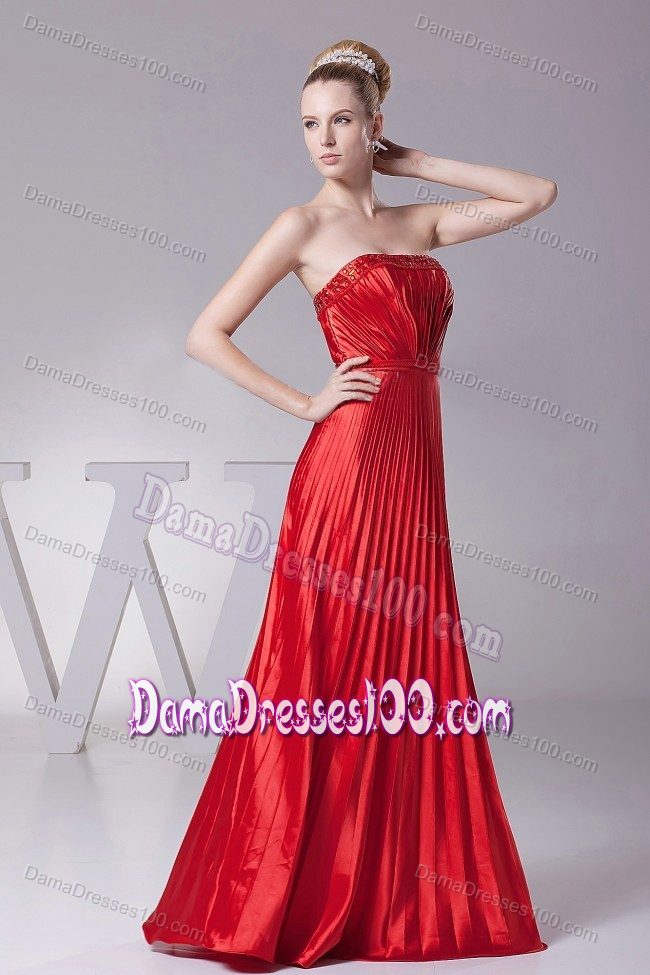 Pleat Over Skirt Beaded Red Dama Dresses for Quinceanera