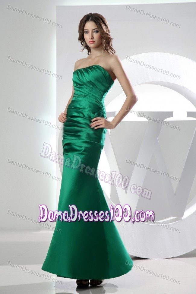Green Strapless Mermaid Ankle-length Prom Dress For Dama