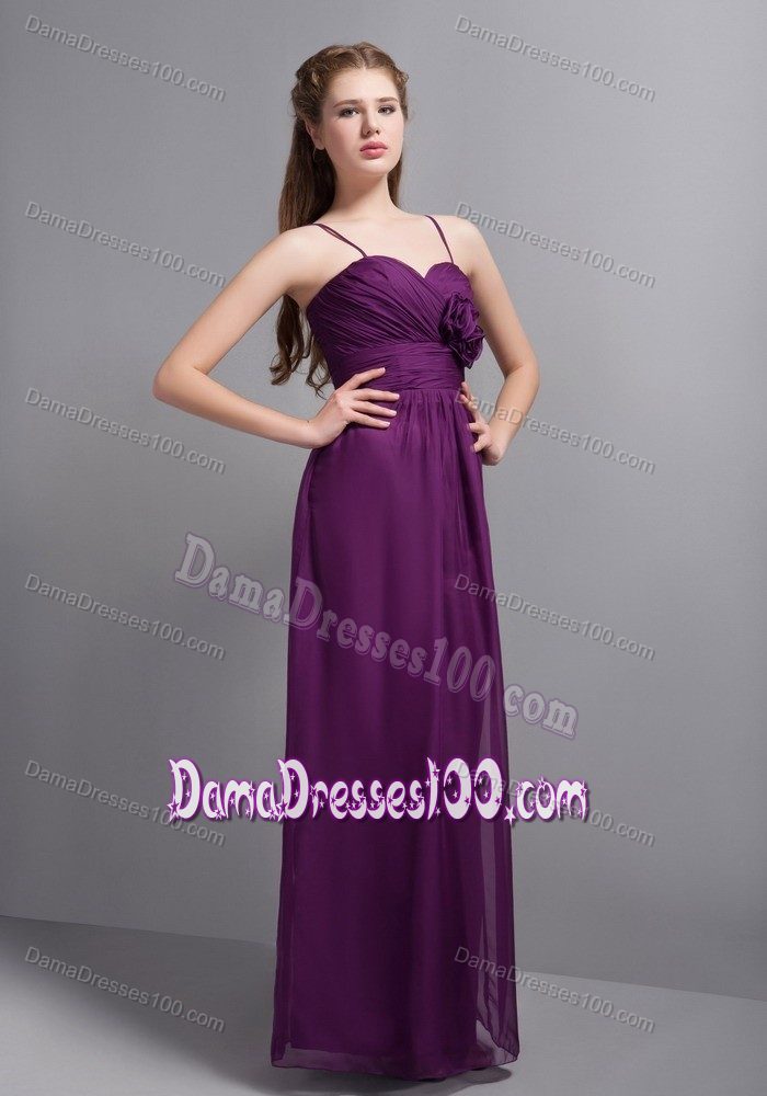 Spaghetti Straps Eggplant Purple Ankle-length 15 Dresses For Damas