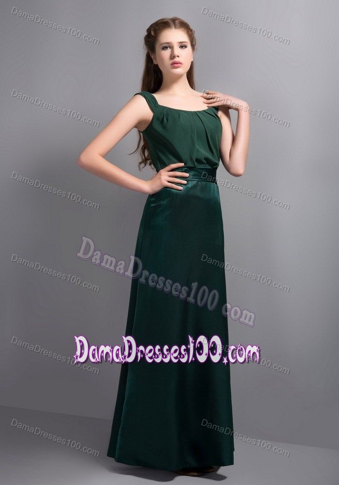Dark Green Square Floor-length Bridesmaid Dama Dresses