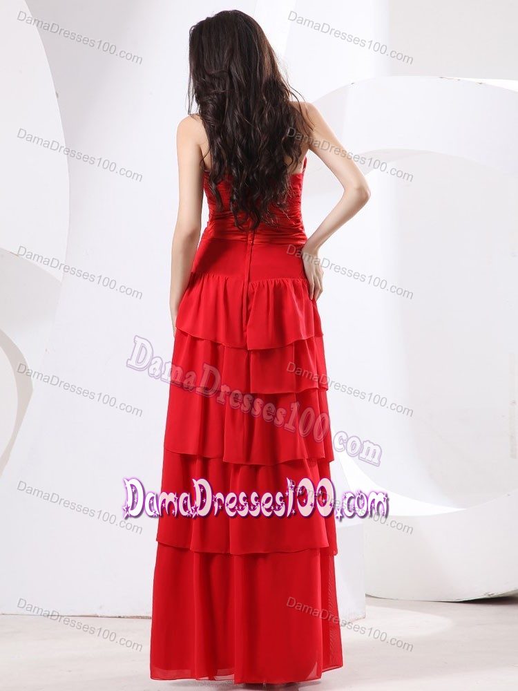 Sweetheart Ruched Ruffled Layers Quinceanera Dama Dresses