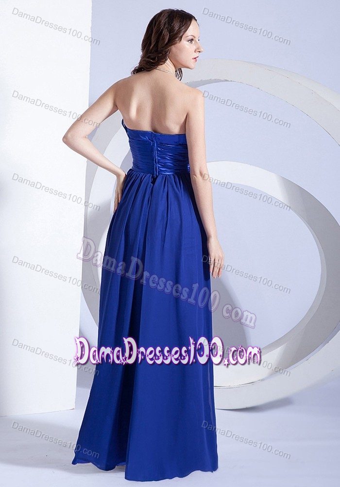 Ruffled Strapless Empire Prom Dresses For Dama in Royal Blue