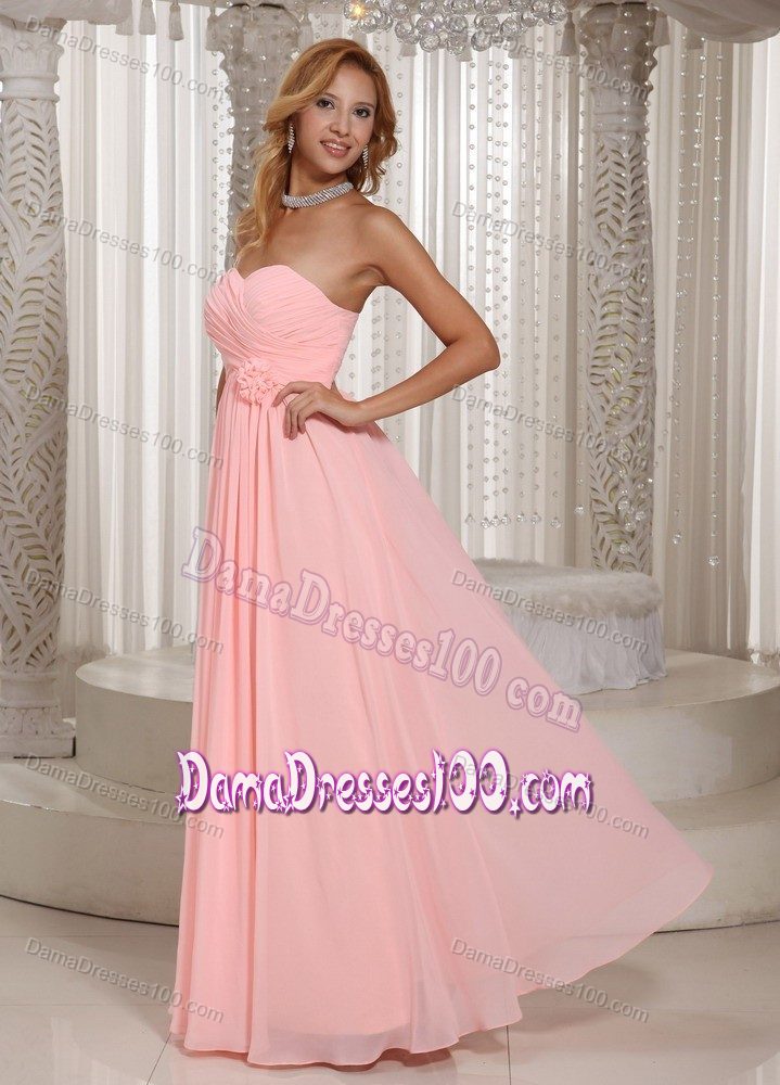 Sweetheart Pink Damas Dresses For Quince Ruched Floor-length