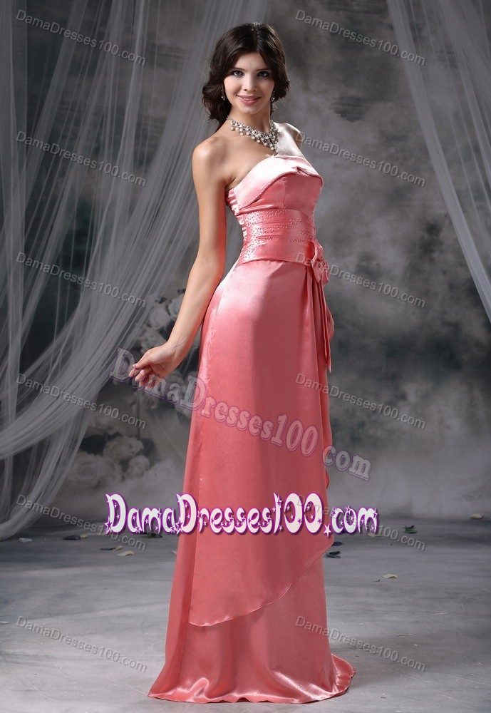 Watermelon Bowknot Strapless Floor-length 15 Dresses For Damas