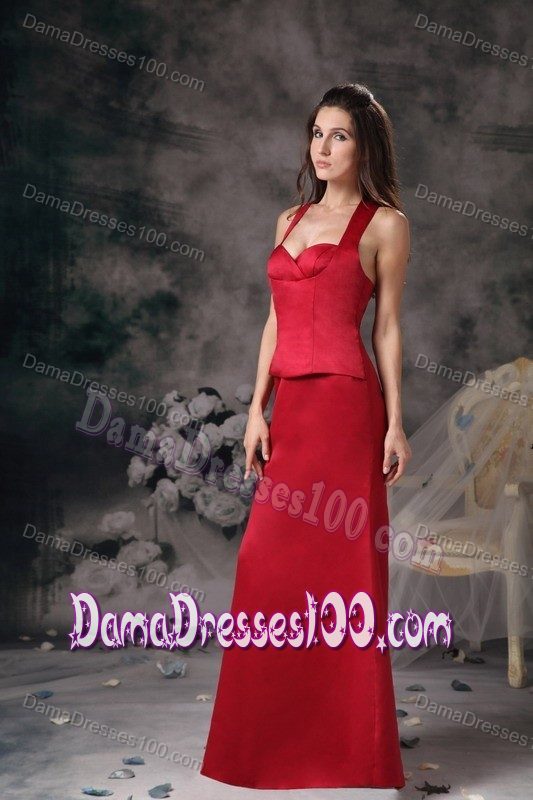 Halter Red Sweetheart Column Long Damas Dresses For Quince