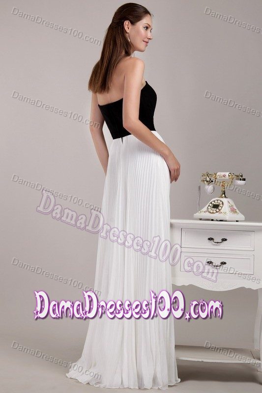 Black and White Strapless Floor-length Dama Dress for Sweet 15