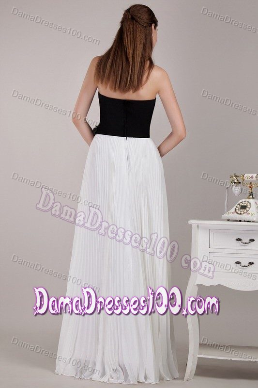 Black and White Strapless Floor-length Dama Dress for Sweet 15