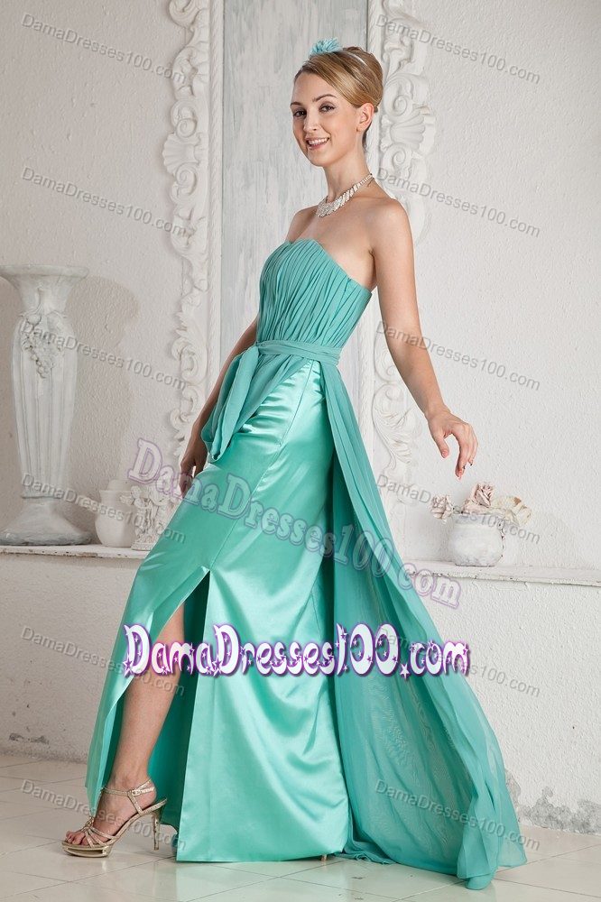 Empire Floor-length Sweetheart Ruched Cyan 15 Dresses For Damas